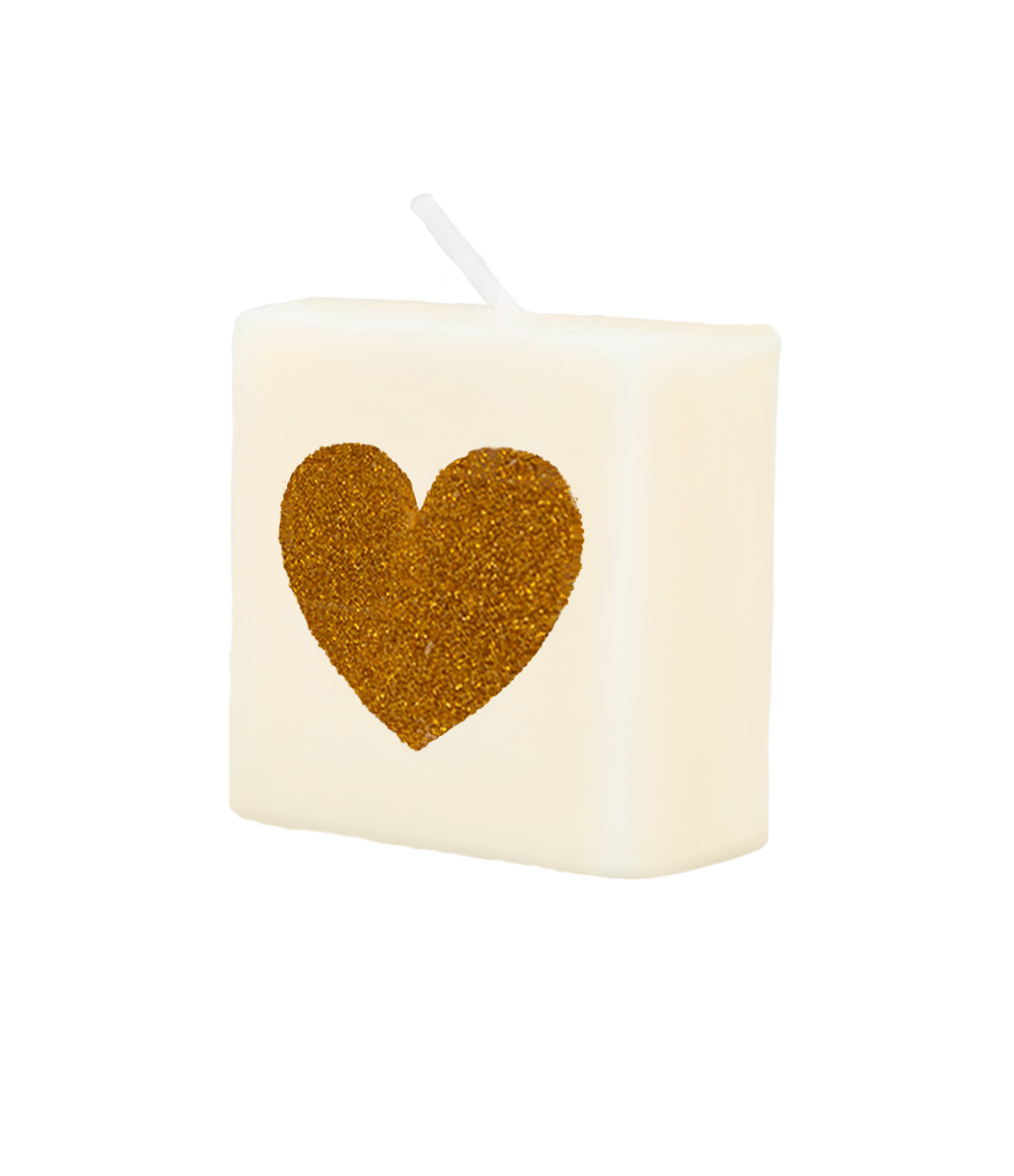 Letter kaarsje – Hart - Goud