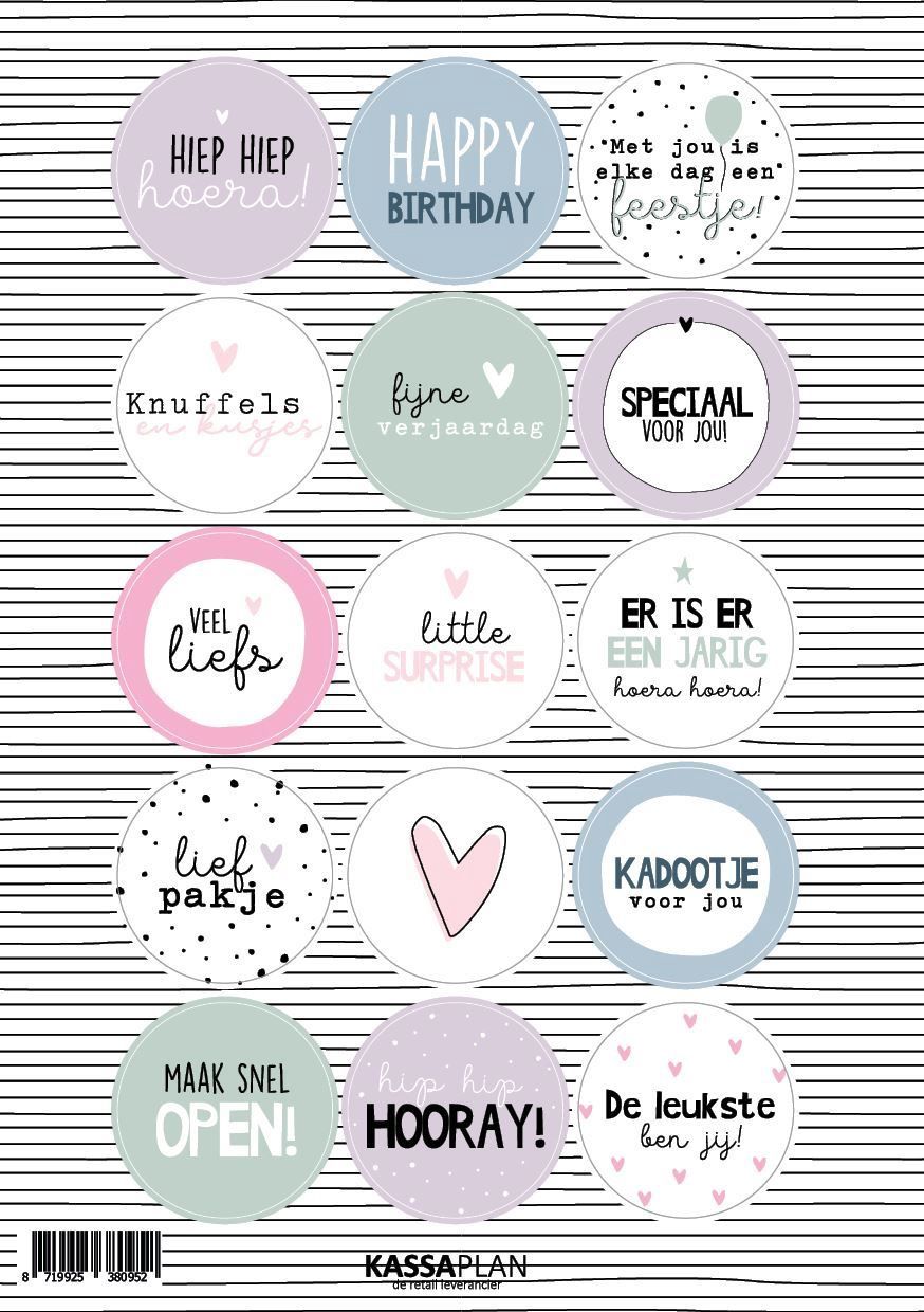 A5 stickervel - 15 stickers - Pastel