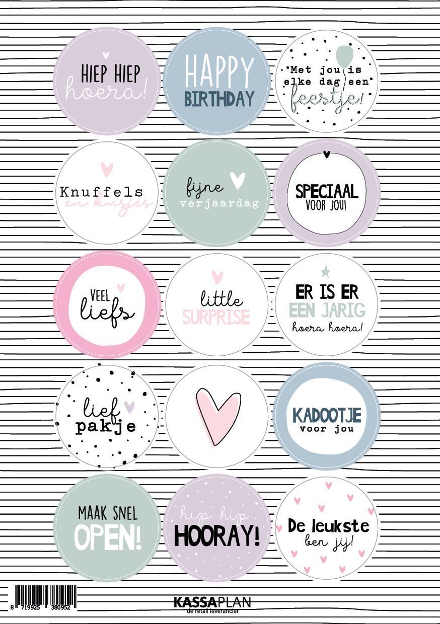 A5 stickervel - 15 stickers - Pastel