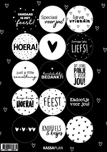 A5 stickervel - 15 stickers - Zwart/Wit