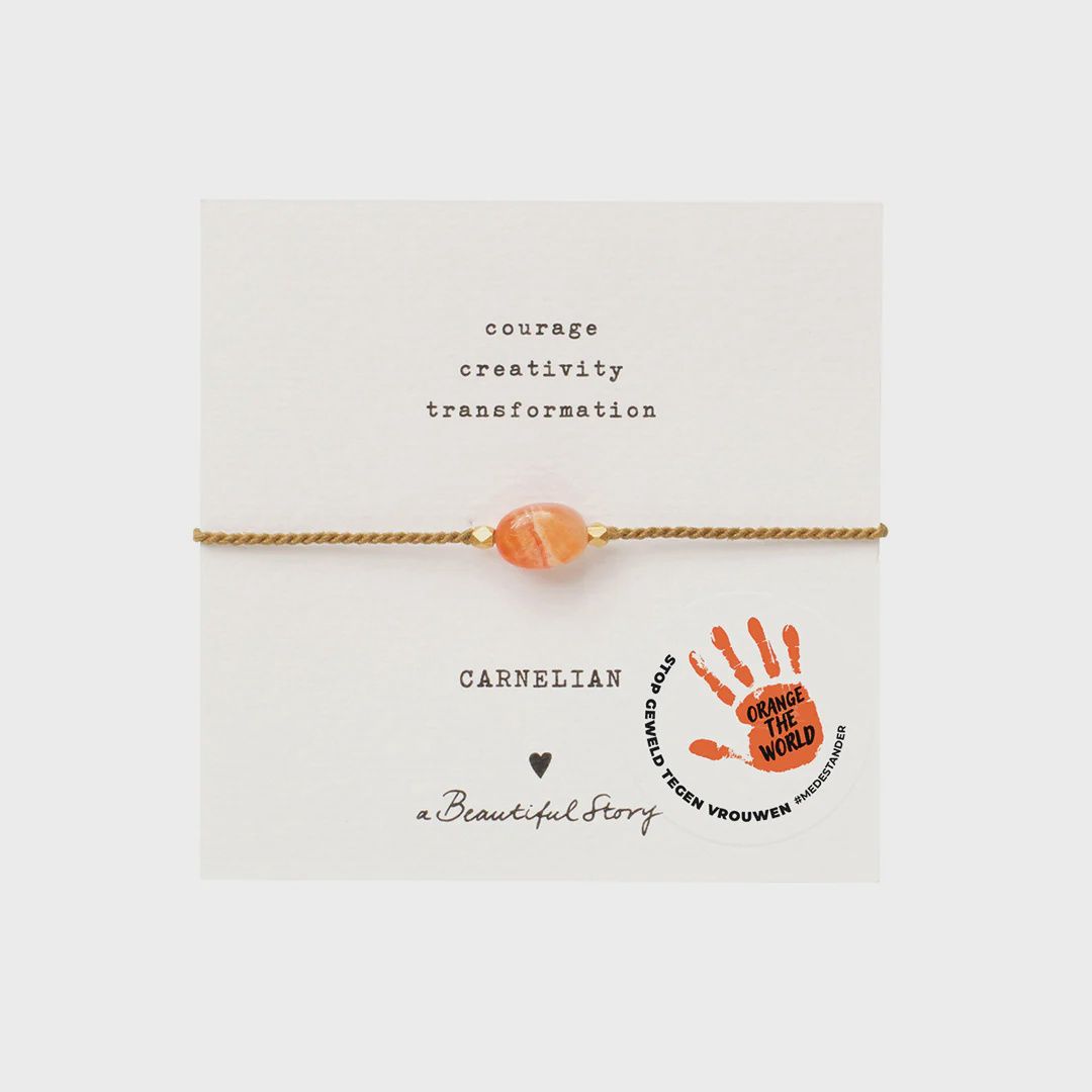 A Beautiful Story x Orange the World - Edelsteenkaart - Carneool - Armband
