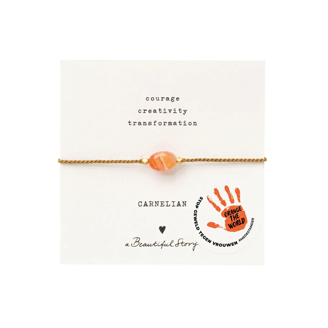 A Beautiful Story x Orange the World - Edelsteenkaart - Carneool - Armband