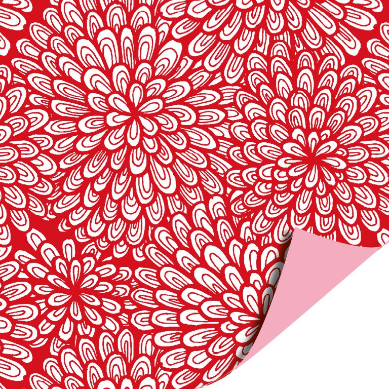 Inpakpapier - Luxury Flowers Red AZ Uni Pink