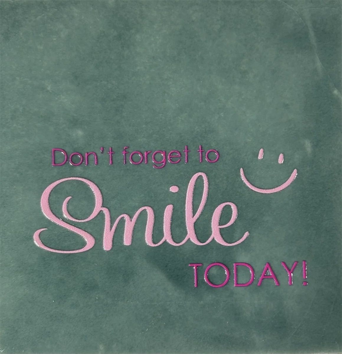 Tegeltje - Don't forget to smile - Zeegroen/warmroze