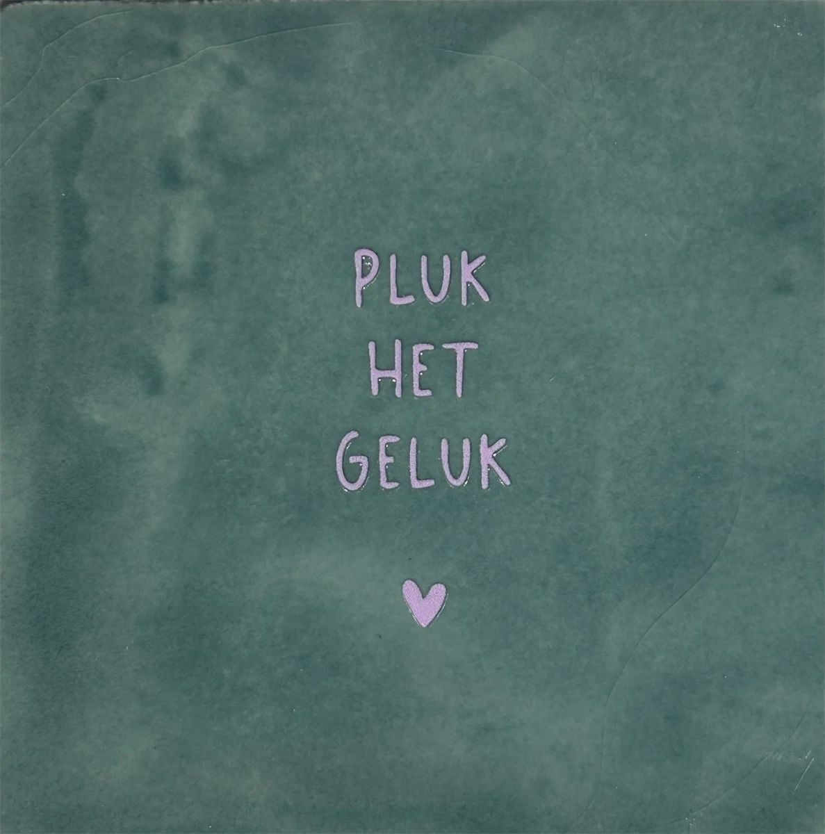 Tegeltje - Pluk het geluk - Zeegroen/babyroze