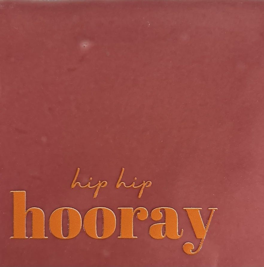 Tegeltje - Hip hip hooray - Roze/oranje