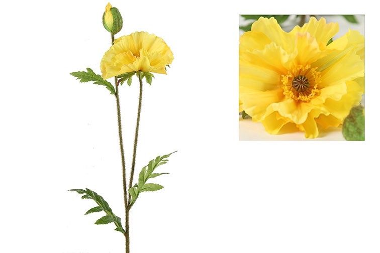 Kunstbloem - Papaver vere - Geel
