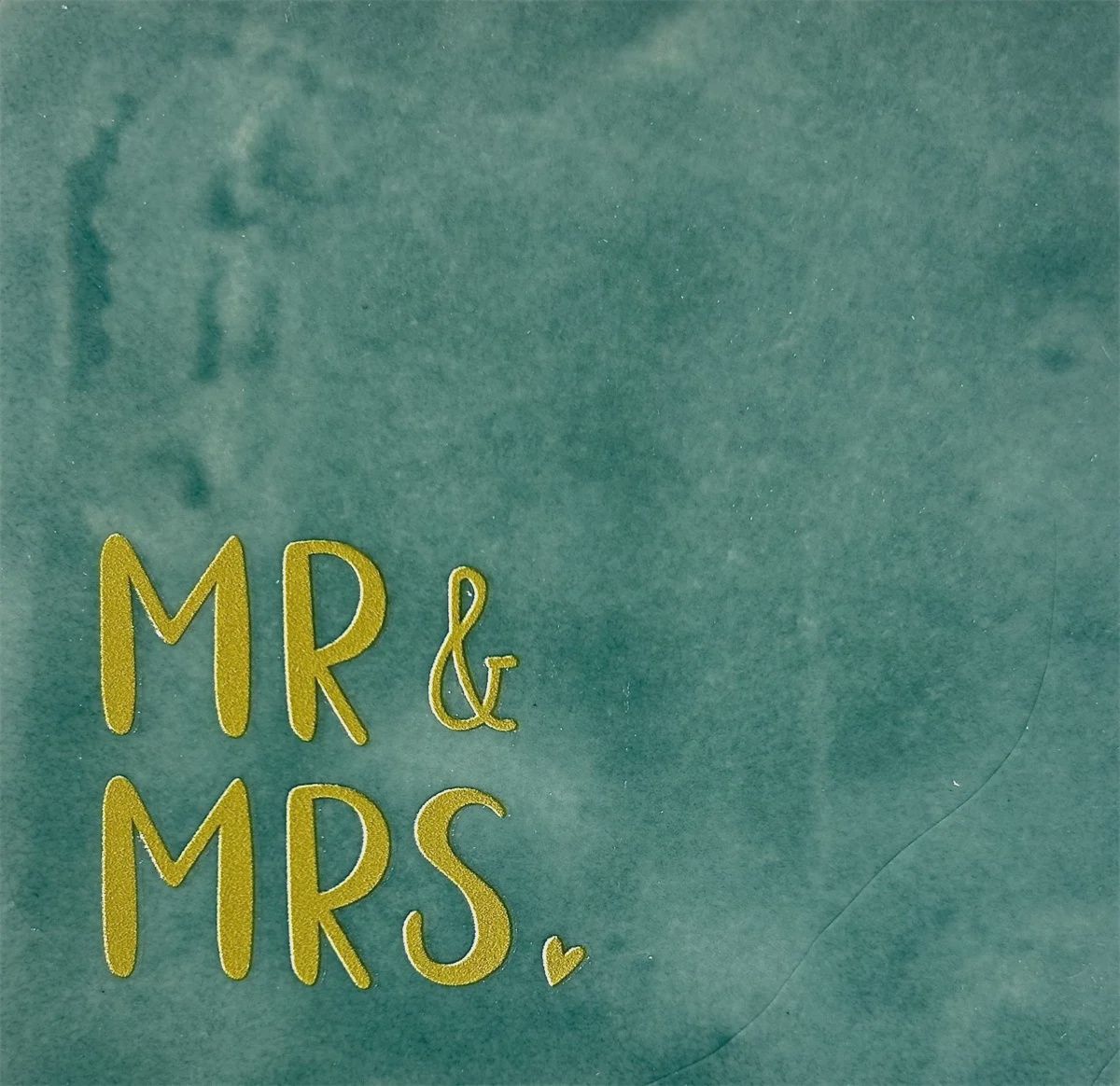 Tegeltje - Mr &amp; mrs - Zeegroen/goud