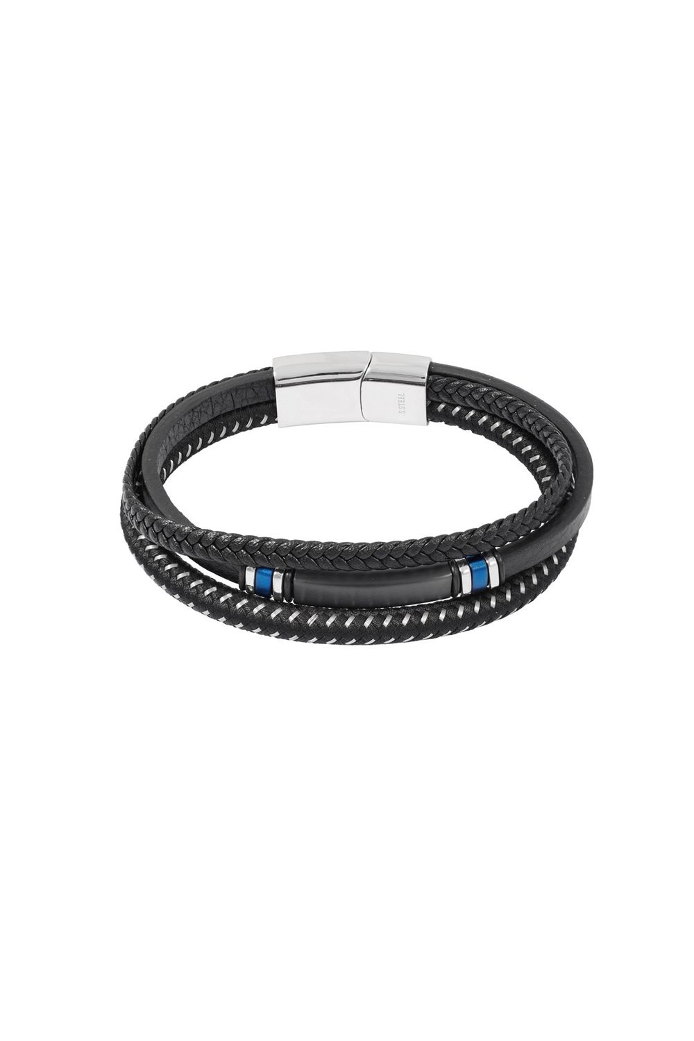 Heren armband - Casual dubbele gevlochten - Zwart/Blauw