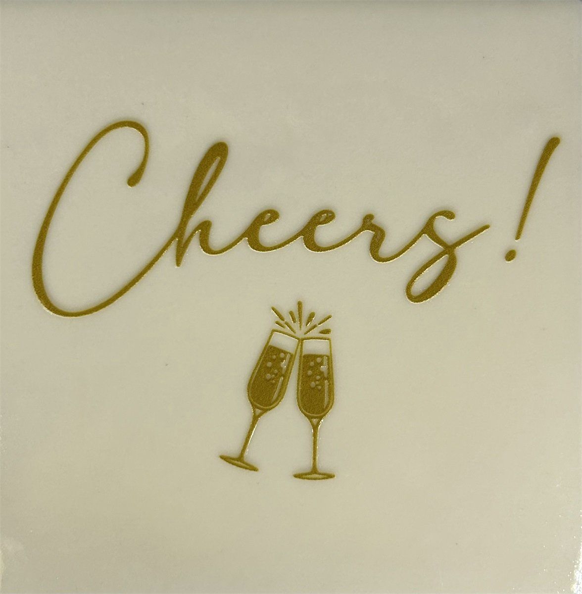 Tegeltje - Cheers - Crème/Goud