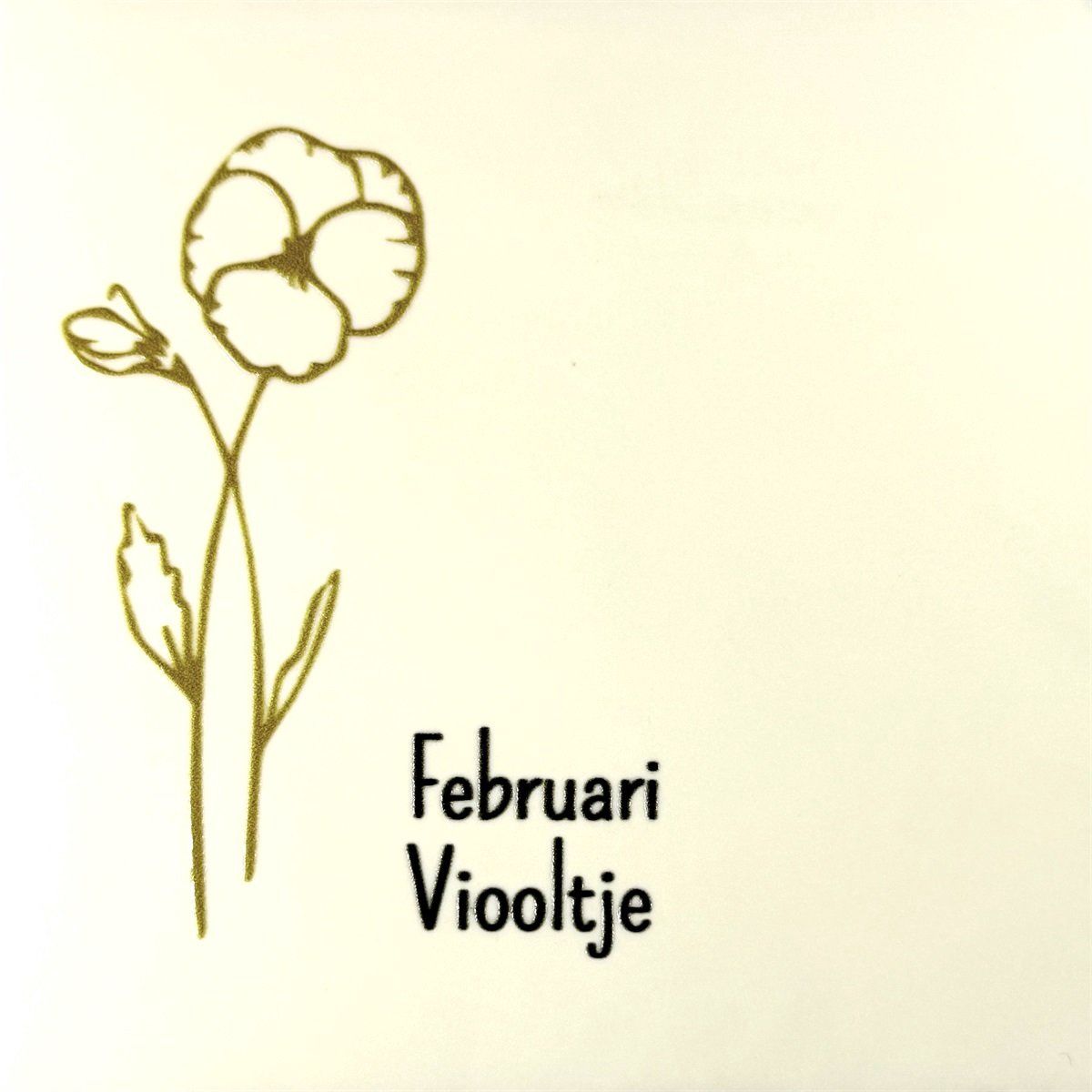 Tegeltje - Geboortetegel - Februari - Crème