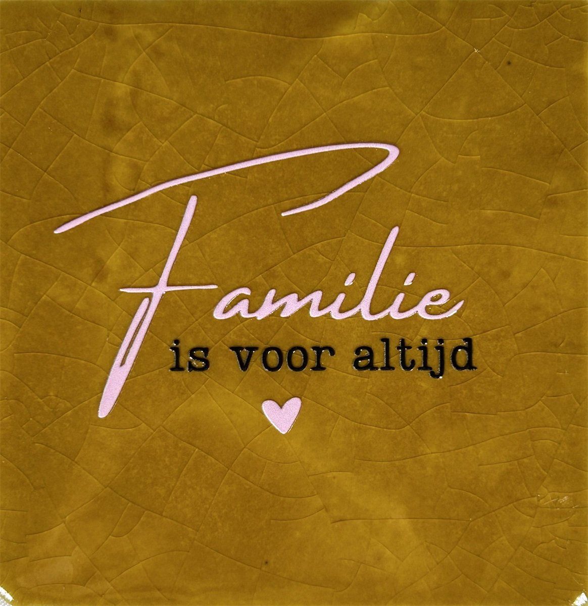 Tegeltje - Familie is voor altijd - Oker/Babyroze