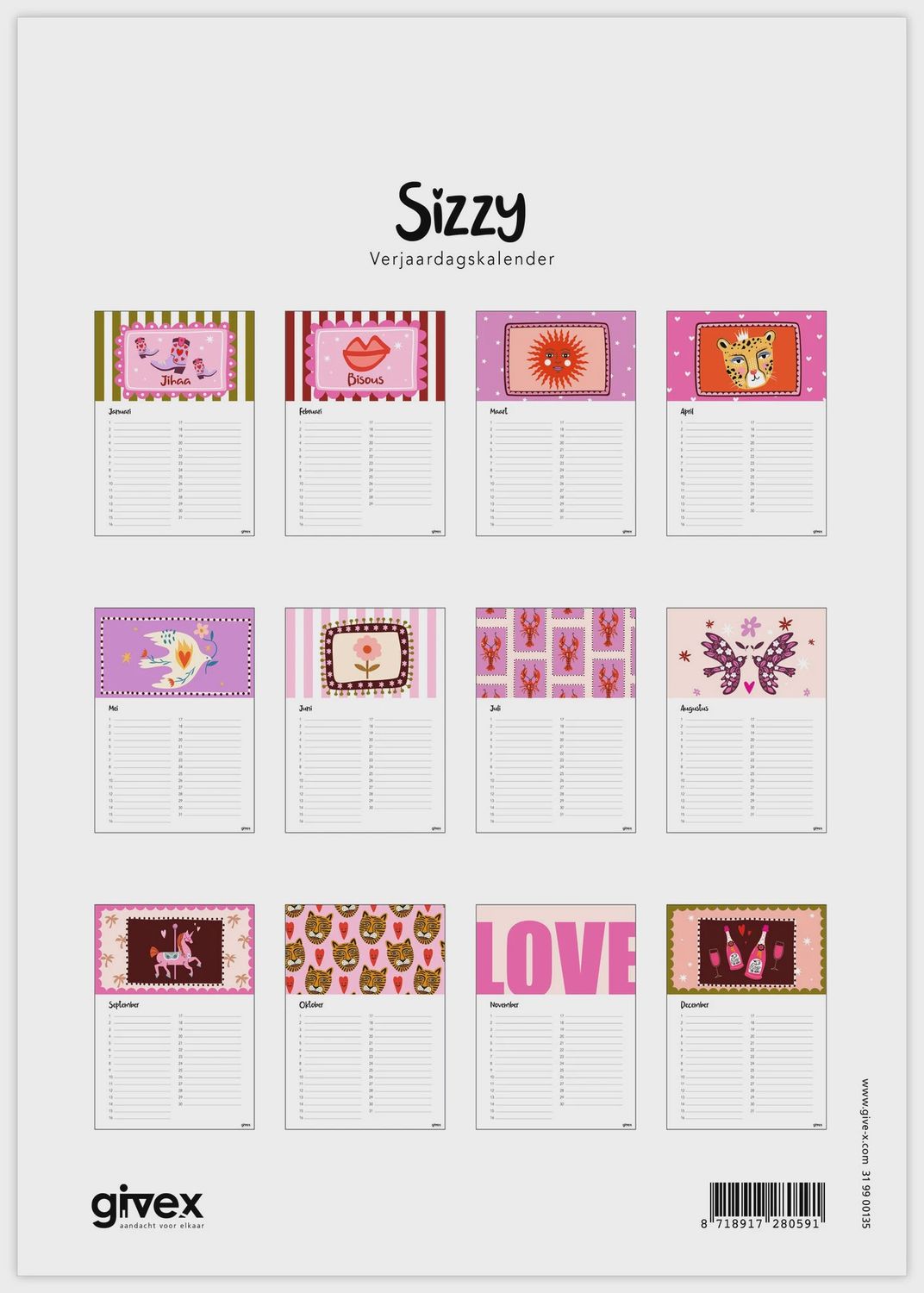 Verjaardags kalender - Sizzy