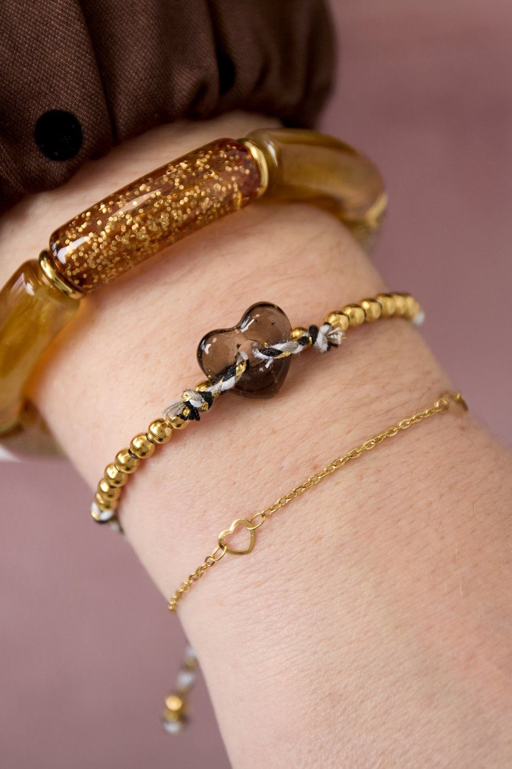 Armband - Hart - Donker Bruin