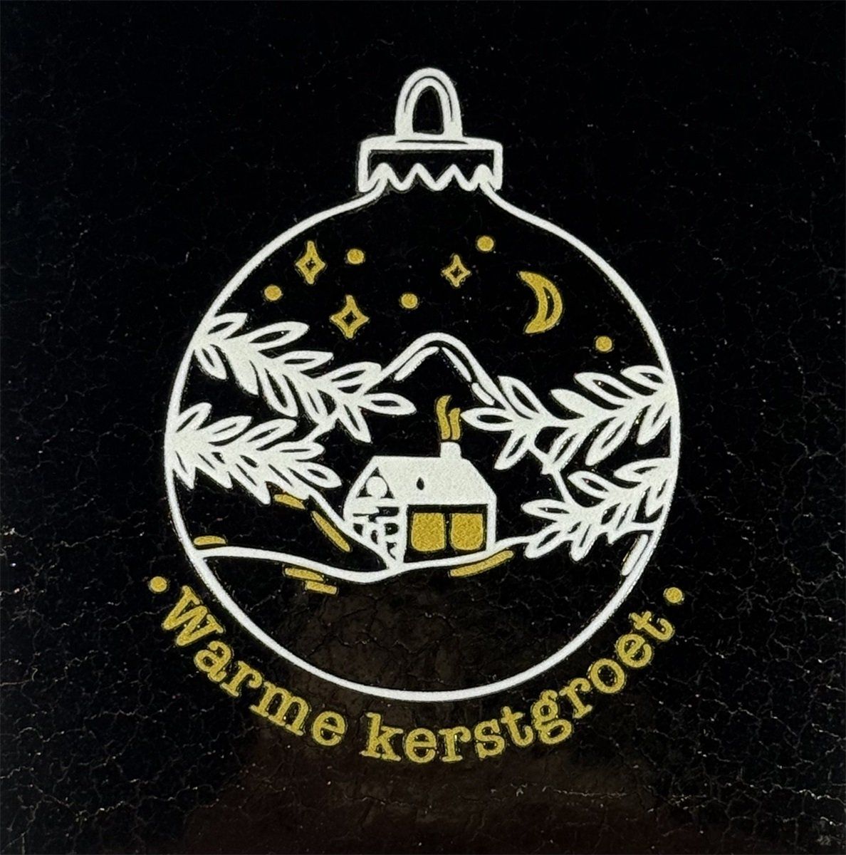 Tegeltje - Kerst - Warme kerstgroet - Goud/crème