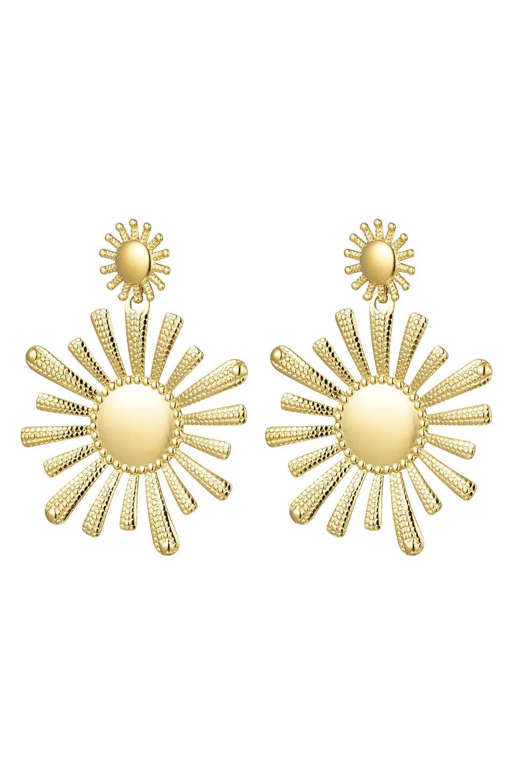 Oorbellen - Stainless steel - Bloemen - Goud