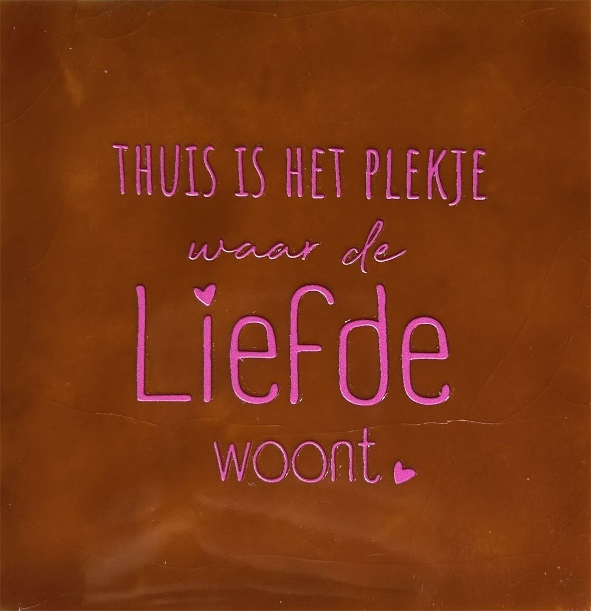 Tegeltje - Thuis is het plekje - Terra/Roze