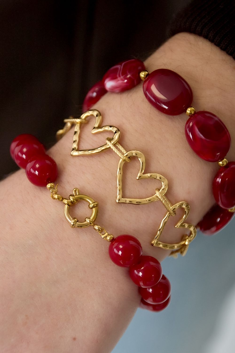 Armband - Hartjes groot - Goud
