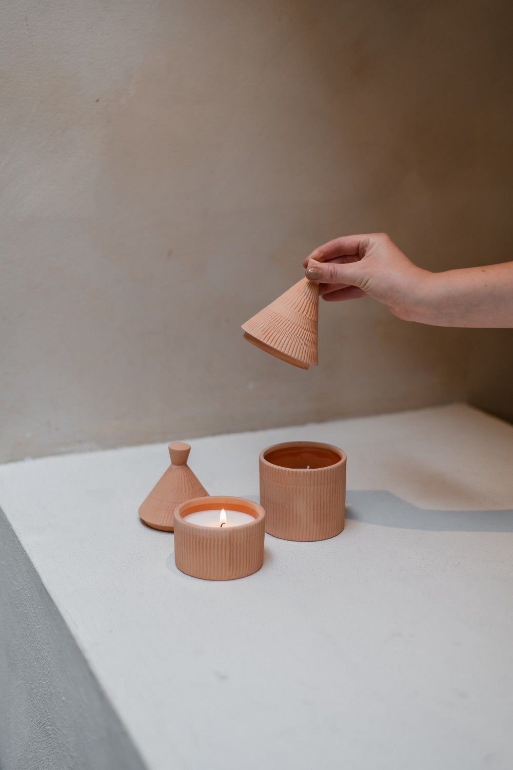 Kaars - Terracotta - L