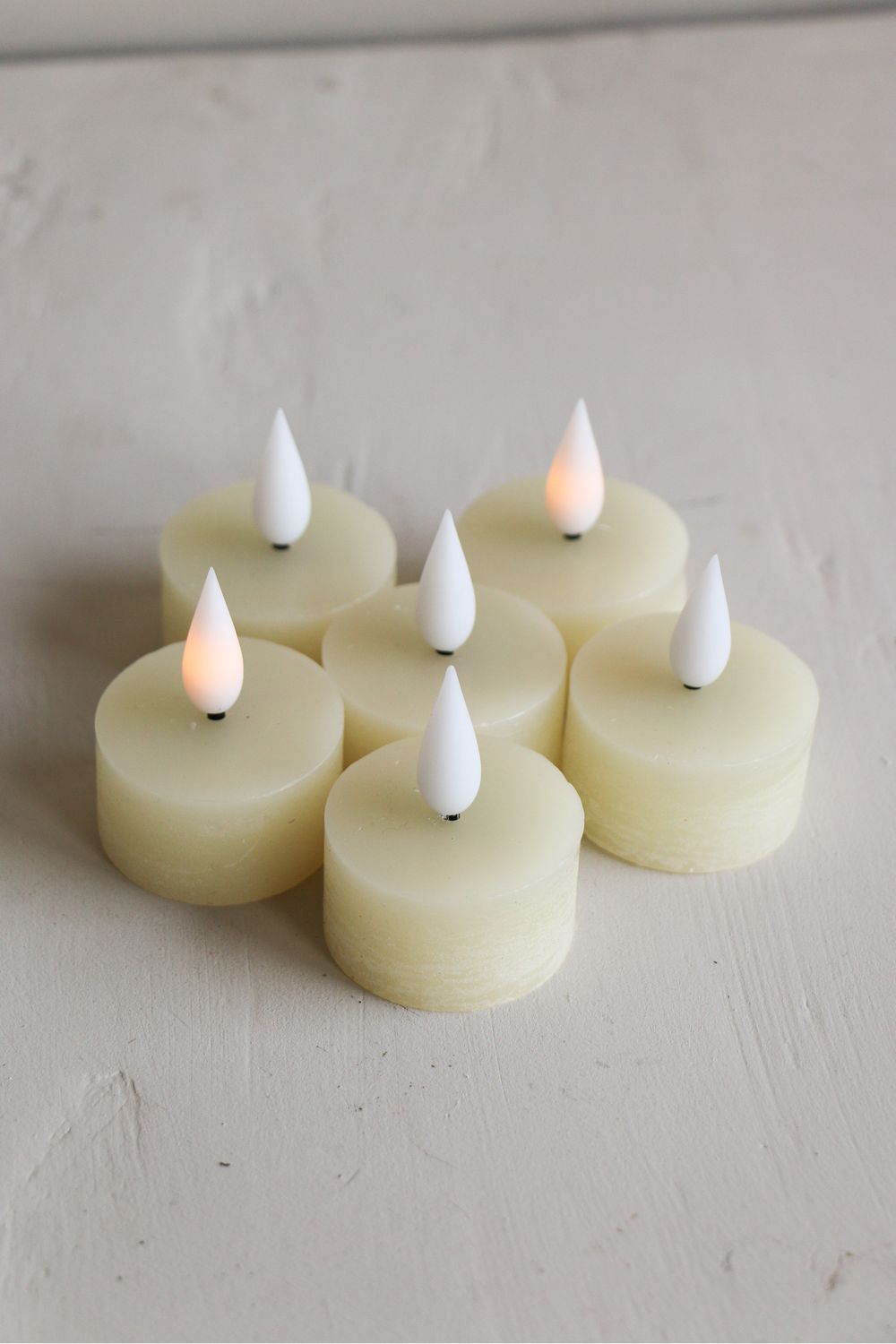 LED - Waxinelichtjes - Recharge - Set 6, Led kaarsen: Gebroken wit