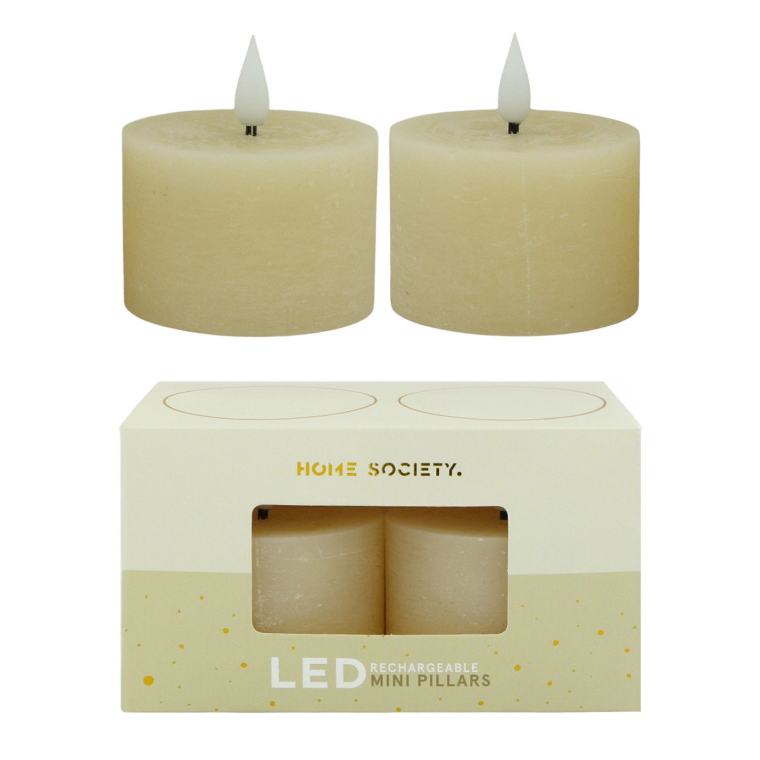 LED - Mini stompkaarsen - Recharge - Set 2, Led kaarsen: Gebroken wit