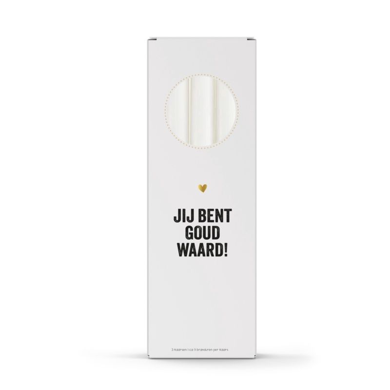 Dinerkaarsen - In giftbox - Jij bent goud waard