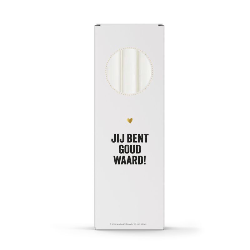 Dinerkaarsen - In giftbox - Jij bent goud waard