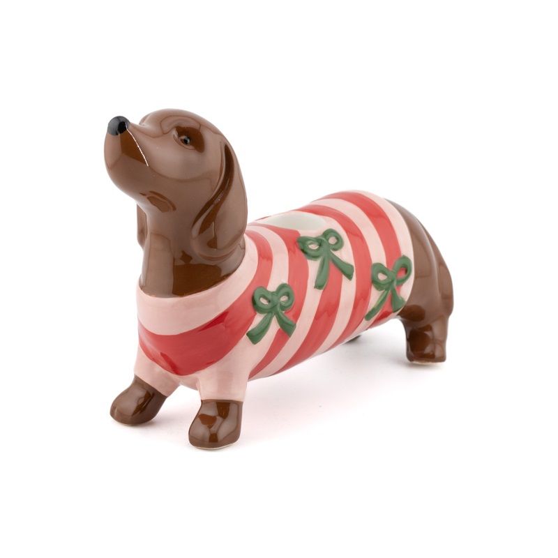 Aardewerk kaarsenstandaard - Dachshund