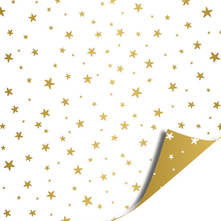 Inpakpapier - Little stars - Gold/white