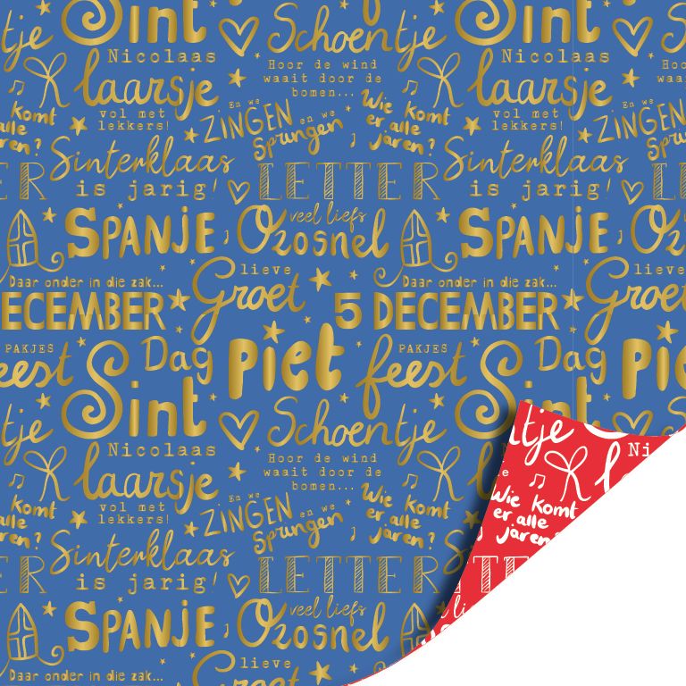 Inpakpapier - Letter pret - Rood/blauw