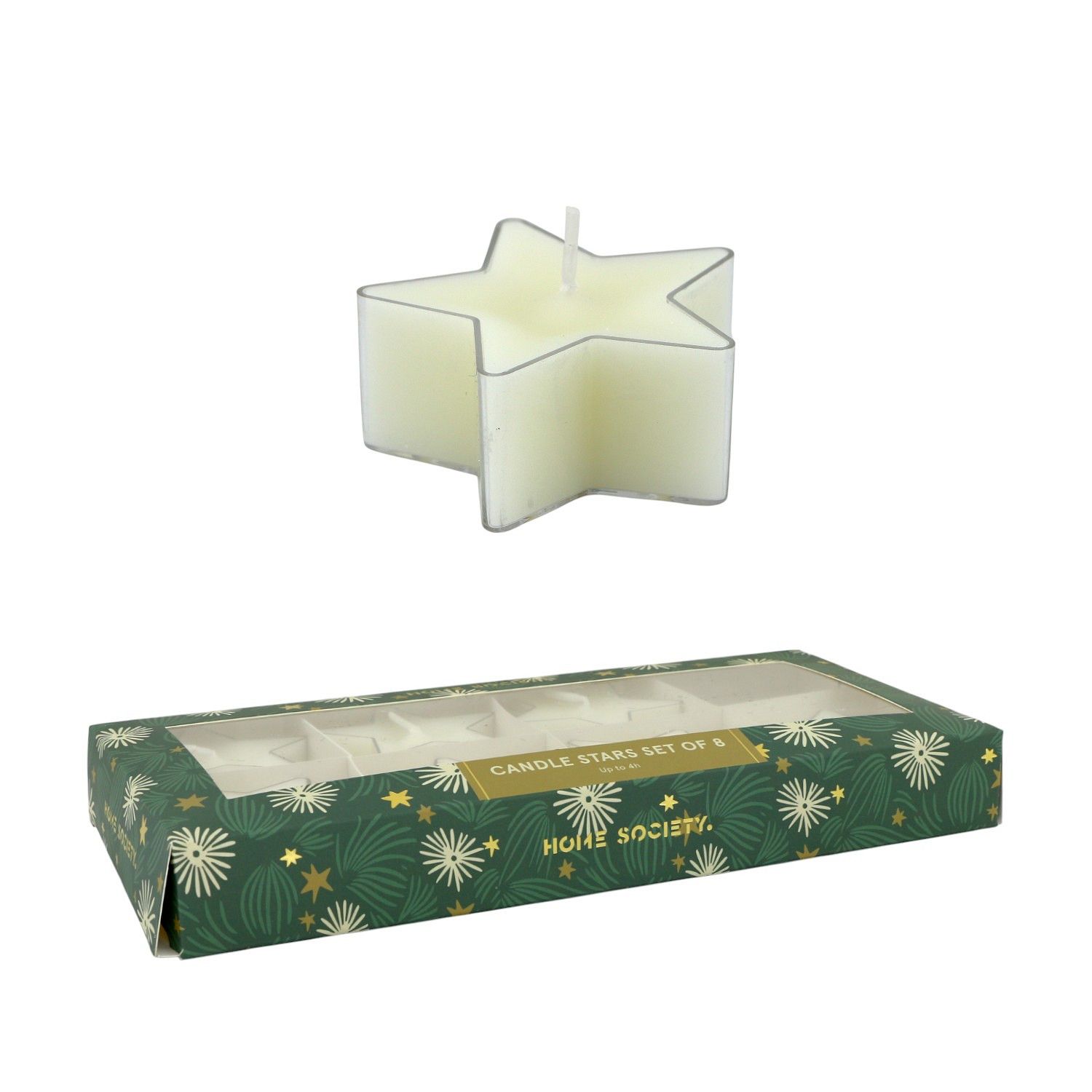 Waxinelichtjes - Stars - Set 8 - Wit