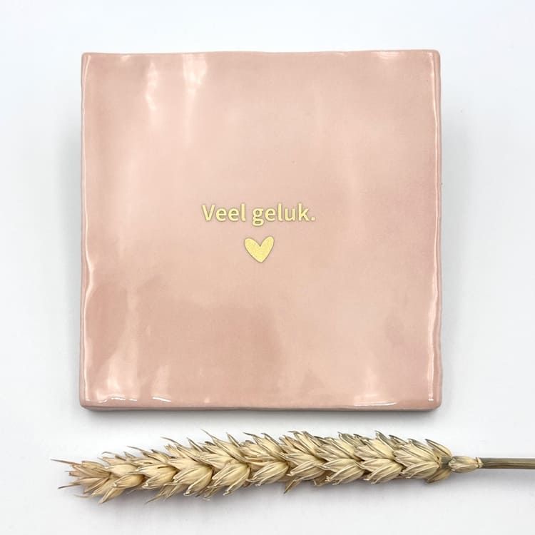 Tegeltje - Veel geluk. - Roze