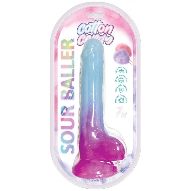 Cotton Candy Sour Baller 6" Dildo (Aqua/Purple)