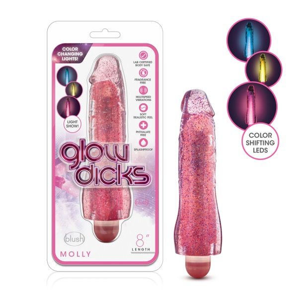 Glow Dicks Molly Glitter Vibrator (Pink)