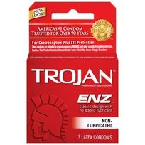 Trojan ENZ Non-Lubricated Latex Condoms (Pack of 3)