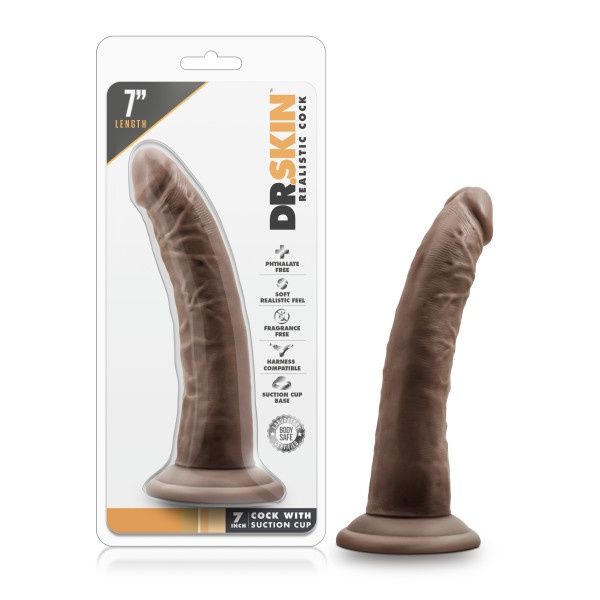 Dr Skin Cock w/ Suction Cup (7", Chocolate)