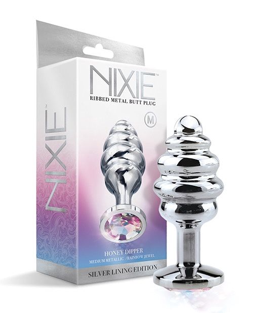 Nixie Honey Dipper Ribbed Metal Butt Plug (Medium)