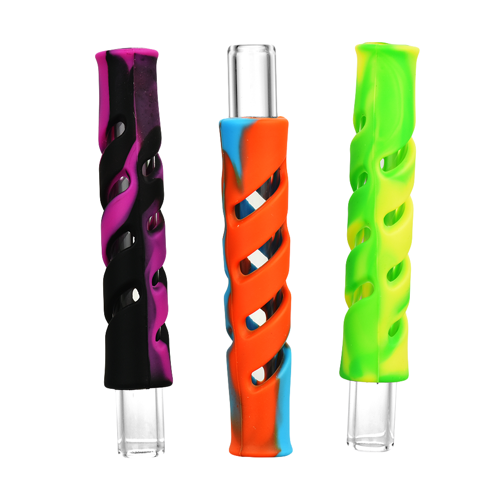 Swirl Silicone Wrapped Glass Chillums