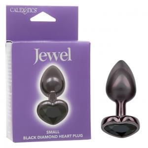 Jewel Diamond Heart Plug (Black, Small)