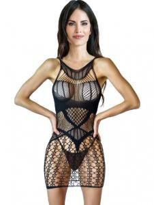Flirty Fishnet Dress (Black)