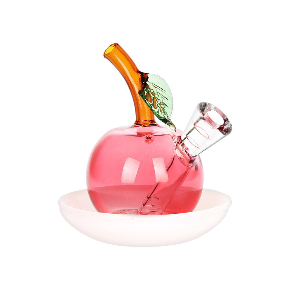 Astounding Apple on Dish Glass Cone Bubbler