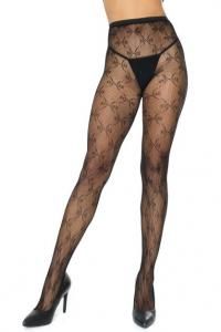 Pantyhose w/ Bow Print (Black, OS)