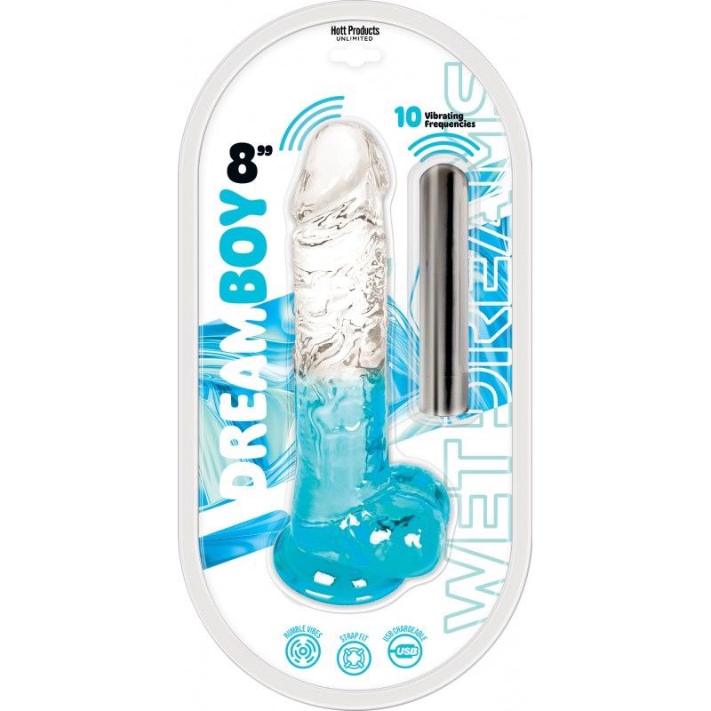 Wet Dreams Dream Boy Dildo Bullet (8", Aqua)