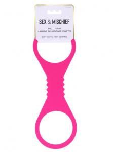 Sex &amp; Mischief Silicone Cuffs (Hot Pink, Large)