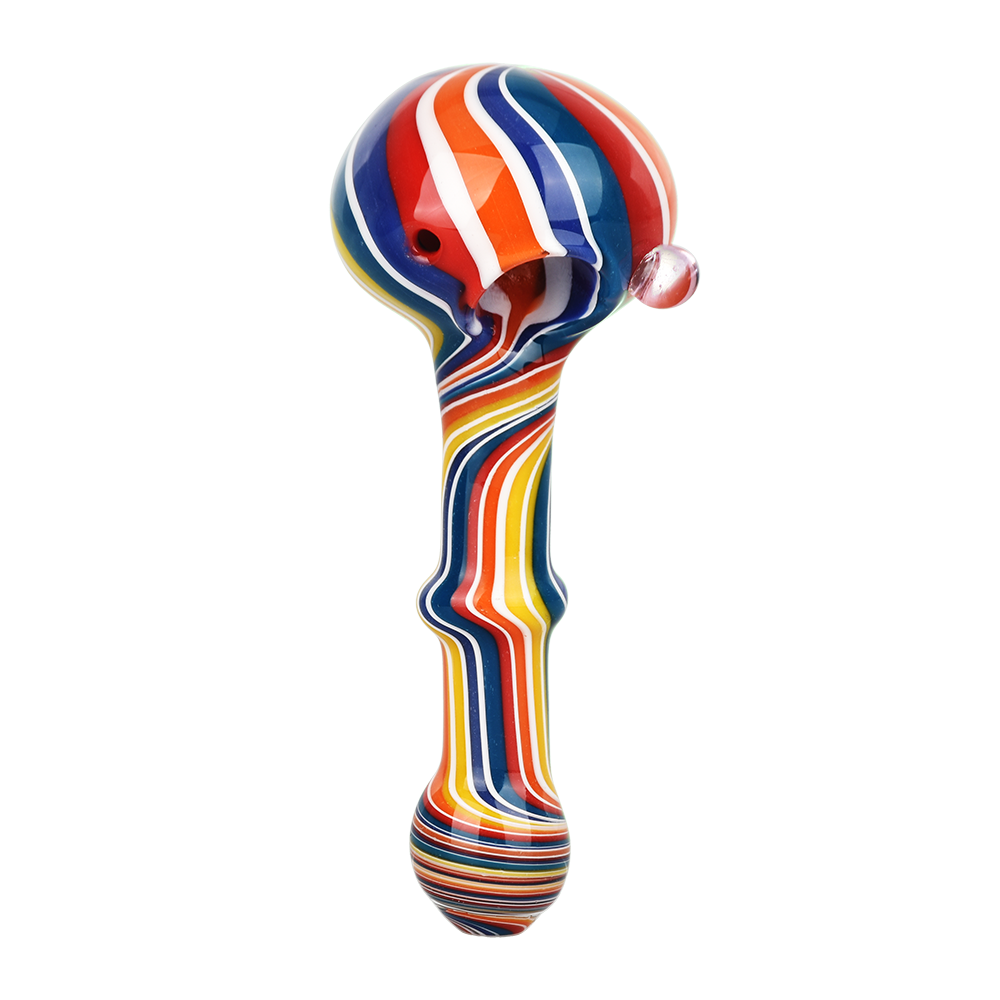 Rainbow Stripes Glass Spoon Pipe (5")