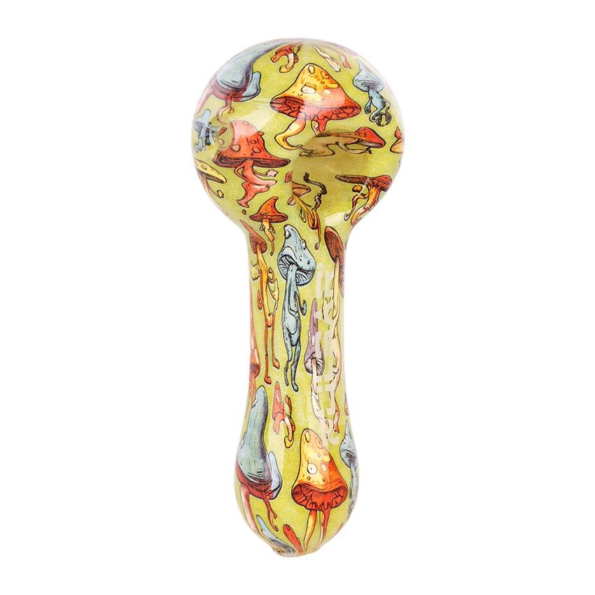 Pulsar Inside Print Glass Spoon Pipe (Dancing Shrooms)
