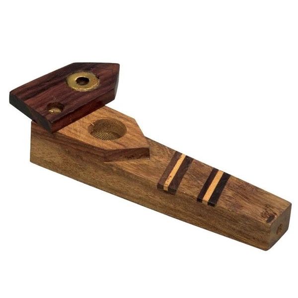 Swivel Lid Tri-Tone Wood Hand Pipe (3.5")