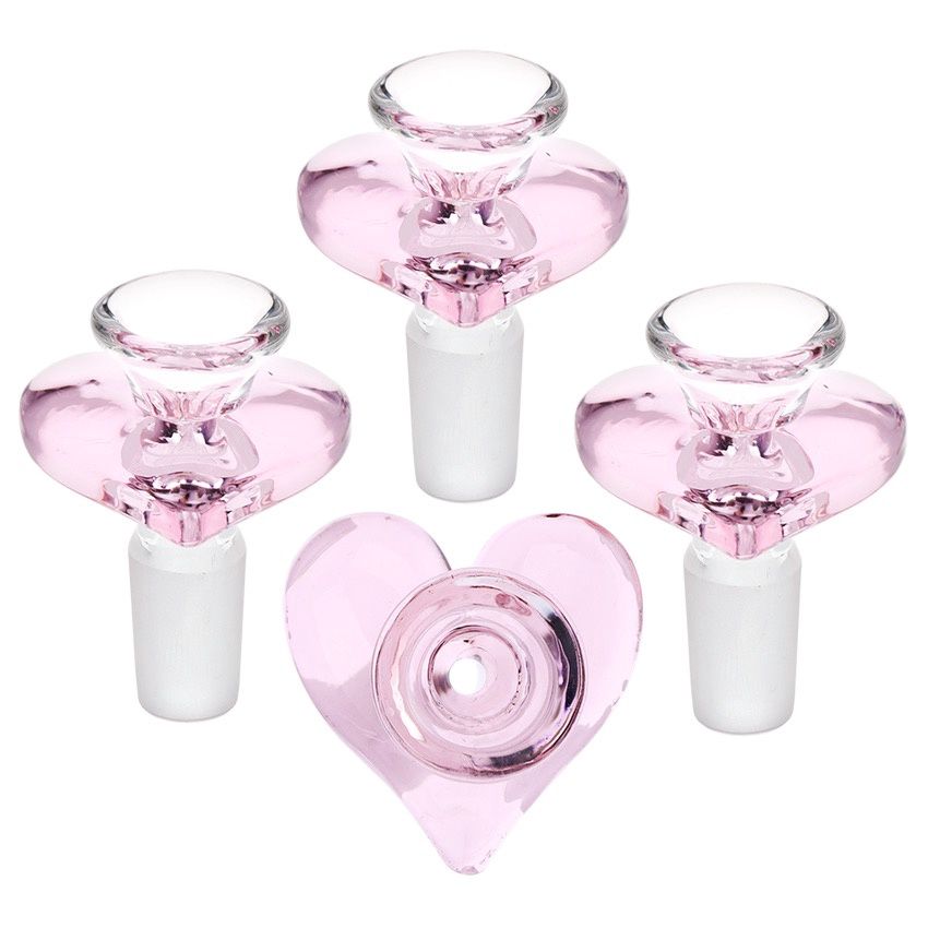 Pink Heart Glass Herb Slide (14mm, M)