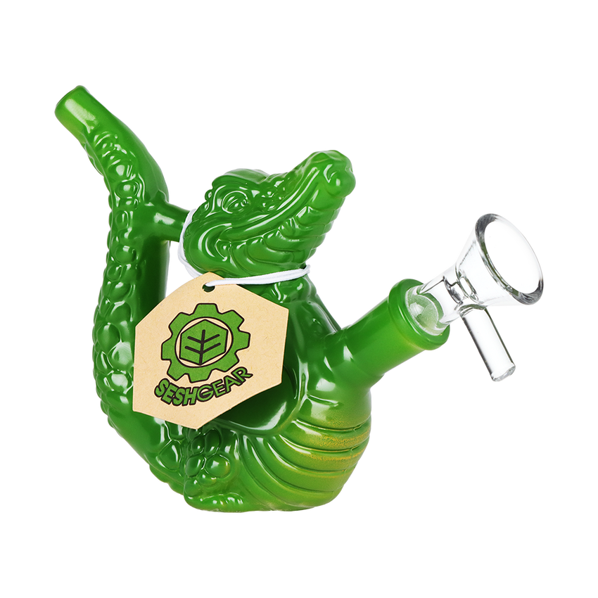 SeshGear Grinning Gator Glass Water Pipe (4.25", 14mm F)