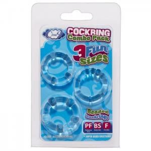 Cloud 9 Beaded Cock Rings (Clear, Pack of 3)